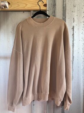 Abercrombie & Fitch Oversized Soft A& F Essentials Beige Crewneck Sweater